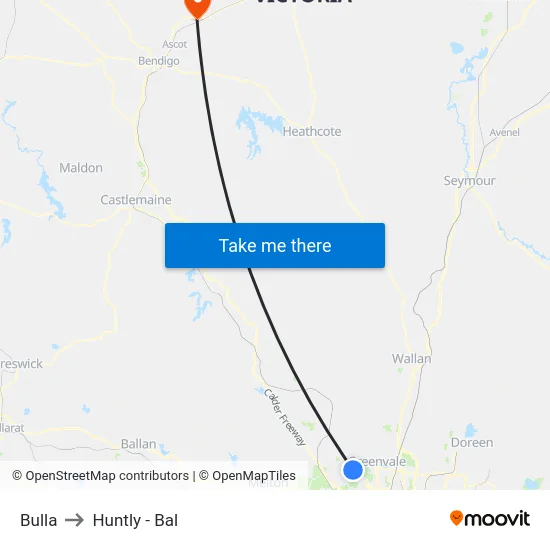 Bulla to Huntly - Bal map