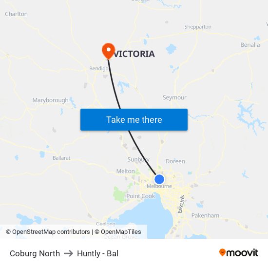 Coburg North to Huntly - Bal map