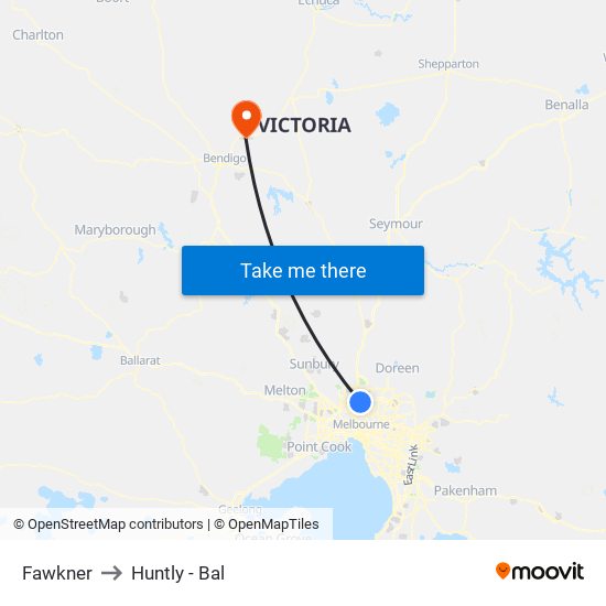 Fawkner to Huntly - Bal map