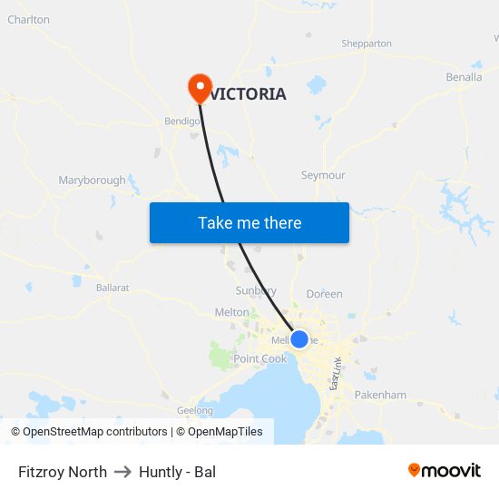 Fitzroy North to Huntly - Bal map