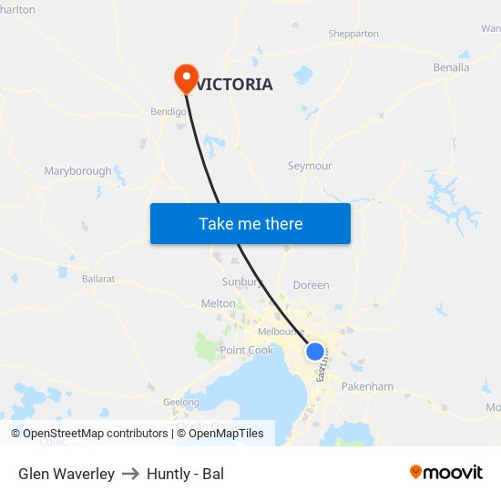 Glen Waverley to Huntly - Bal map