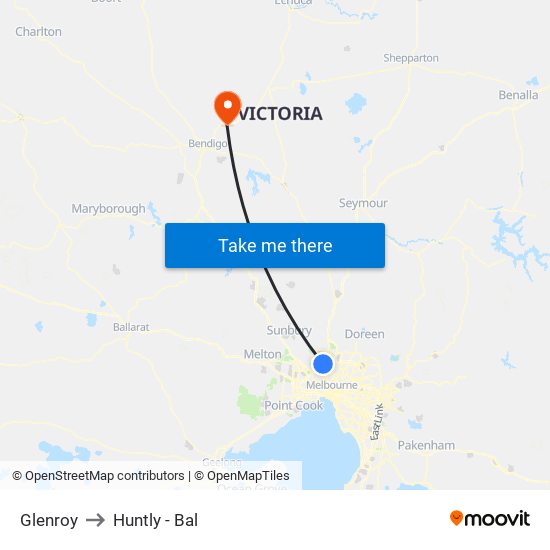 Glenroy to Huntly - Bal map