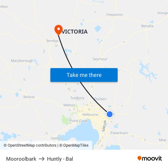 Mooroolbark to Huntly - Bal map