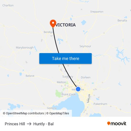 Princes Hill to Huntly - Bal map