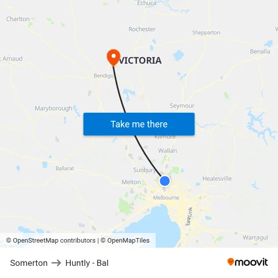 Somerton to Huntly - Bal map