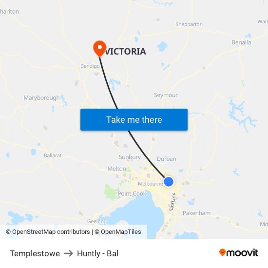 Templestowe to Huntly - Bal map