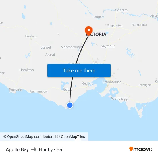 Apollo Bay to Huntly - Bal map