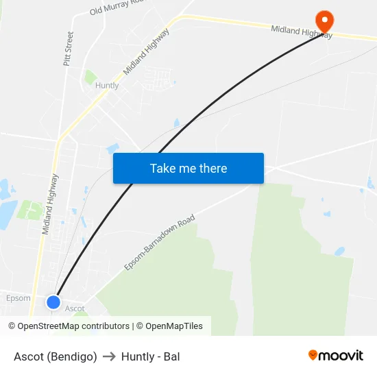 Ascot (Bendigo) to Huntly - Bal map