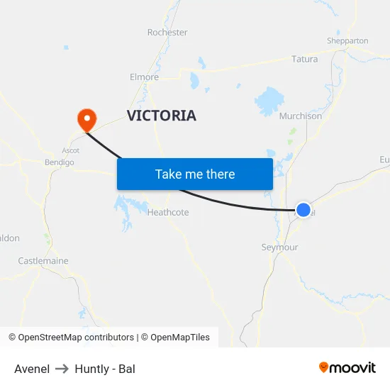 Avenel to Huntly - Bal map
