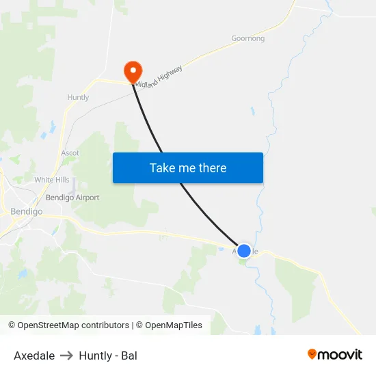 Axedale to Huntly - Bal map