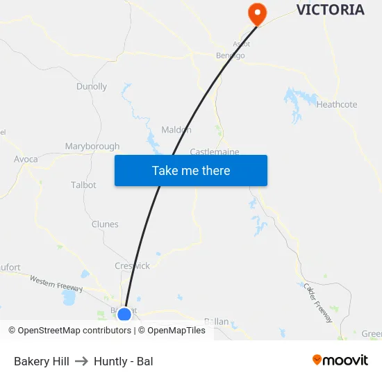 Bakery Hill to Huntly - Bal map