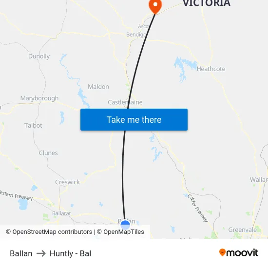 Ballan to Huntly - Bal map