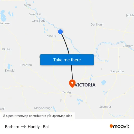 Barham to Huntly - Bal map