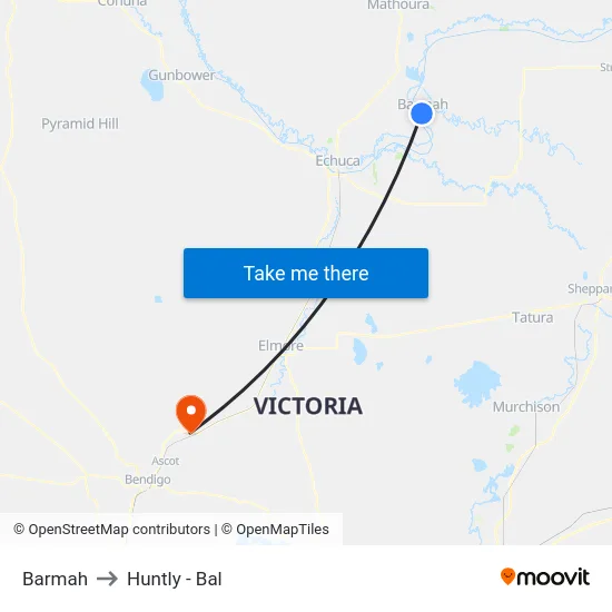 Barmah to Huntly - Bal map