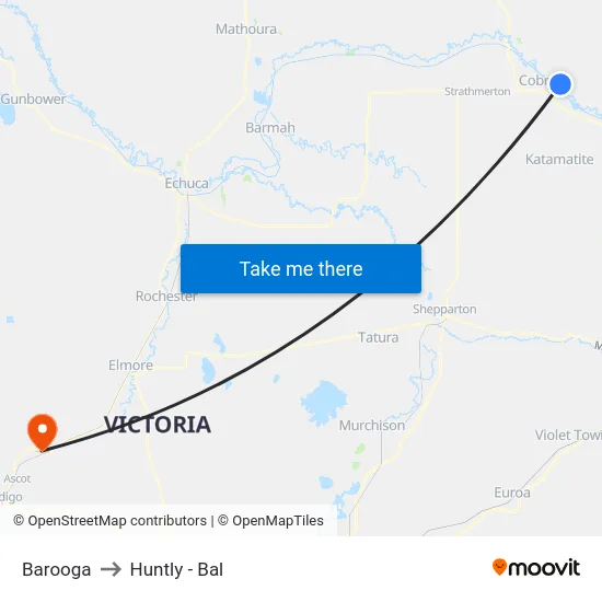 Barooga to Huntly - Bal map