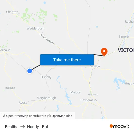 Bealiba to Huntly - Bal map