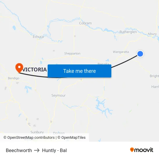 Beechworth to Huntly - Bal map