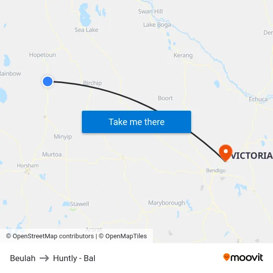 Beulah to Huntly - Bal map