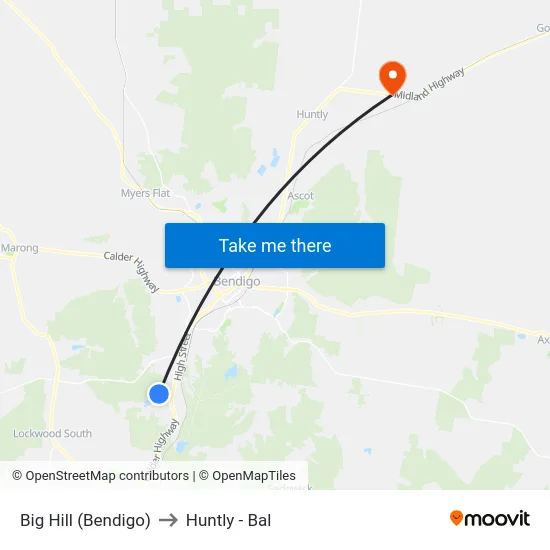 Big Hill (Bendigo) to Huntly - Bal map