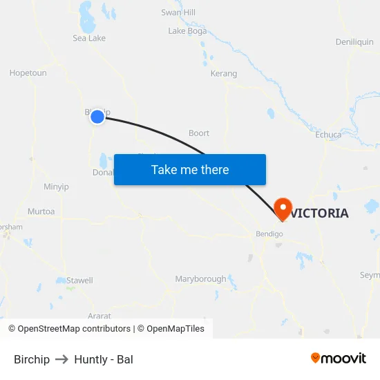 Birchip to Huntly - Bal map