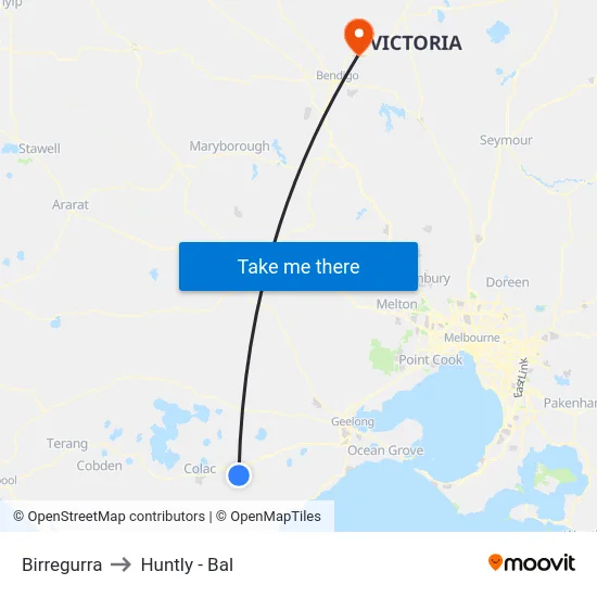 Birregurra to Huntly - Bal map