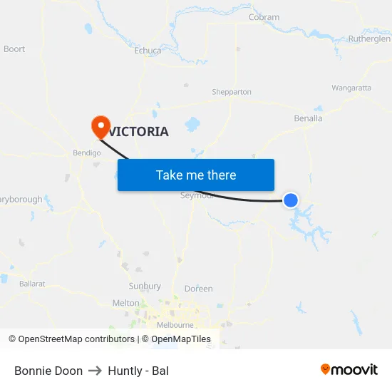 Bonnie Doon to Huntly - Bal map