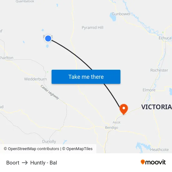 Boort to Huntly - Bal map
