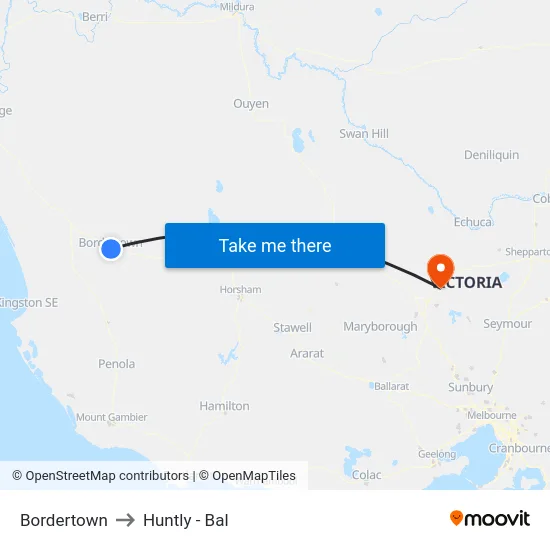 Bordertown to Huntly - Bal map