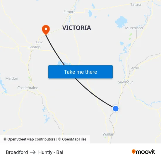 Broadford to Huntly - Bal map