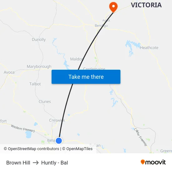 Brown Hill to Huntly - Bal map