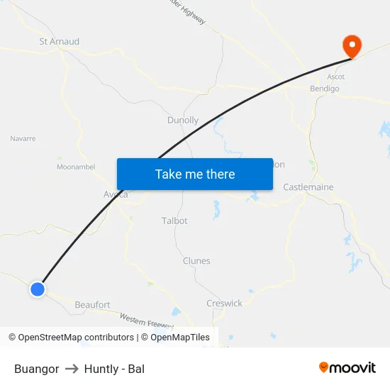 Buangor to Huntly - Bal map