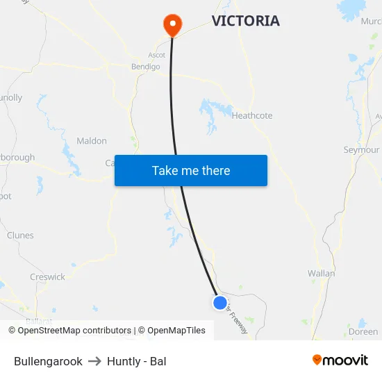 Bullengarook to Huntly - Bal map