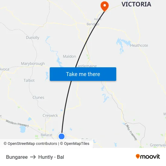 Bungaree to Huntly - Bal map
