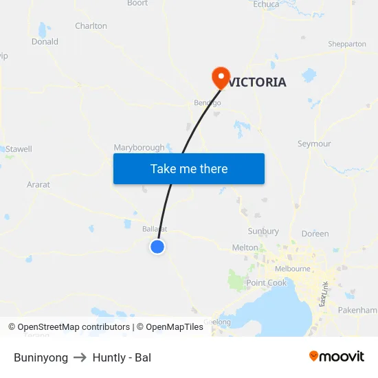 Buninyong to Huntly - Bal map