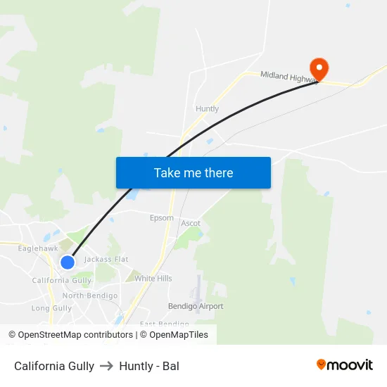 California Gully to Huntly - Bal map