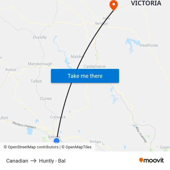 Canadian to Huntly - Bal map