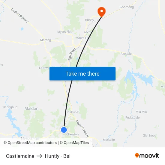Castlemaine to Huntly - Bal map