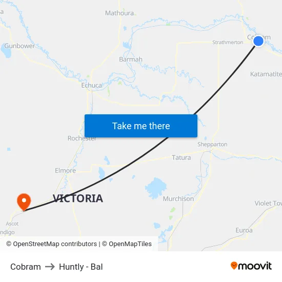 Cobram to Huntly - Bal map