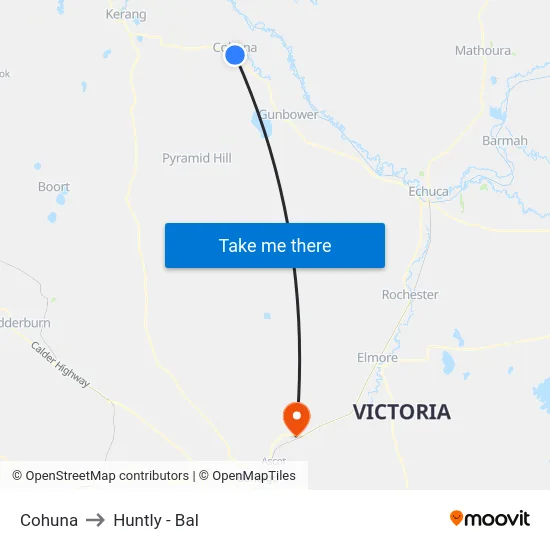 Cohuna to Huntly - Bal map
