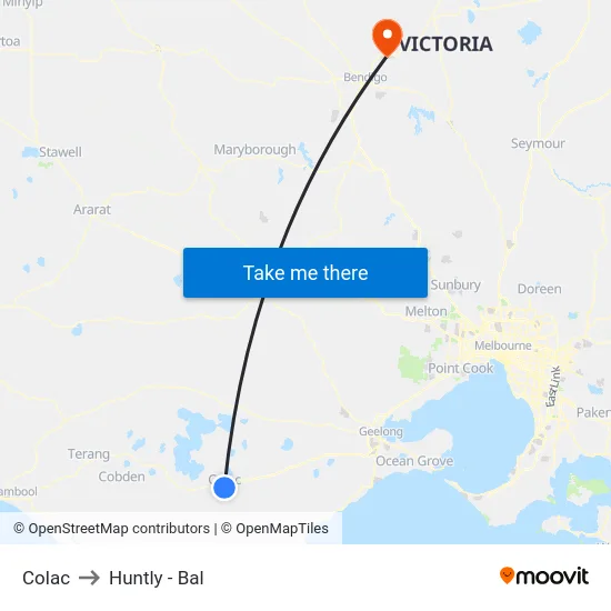 Colac to Huntly - Bal map