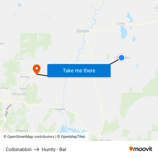 Colbinabbin to Huntly - Bal map