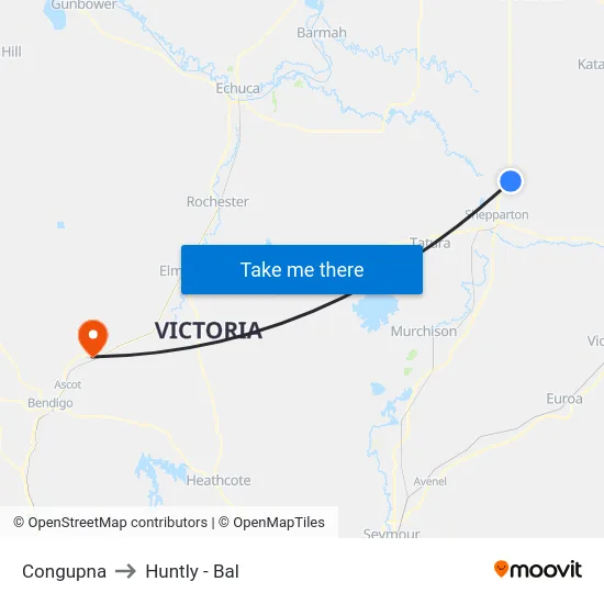 Congupna to Huntly - Bal map