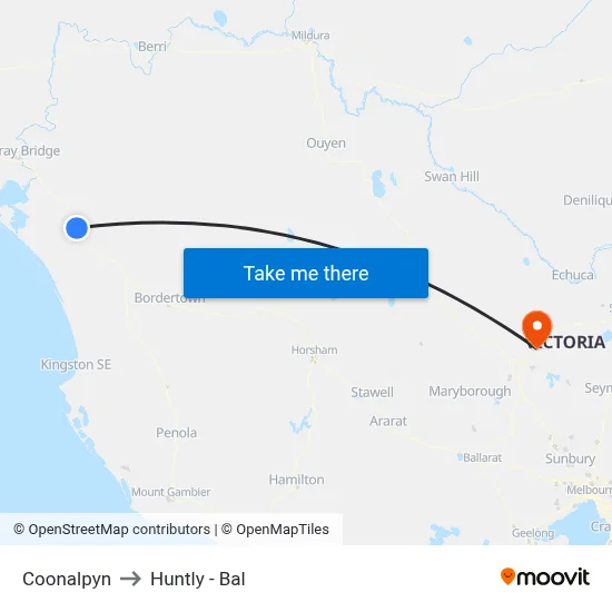Coonalpyn to Huntly - Bal map