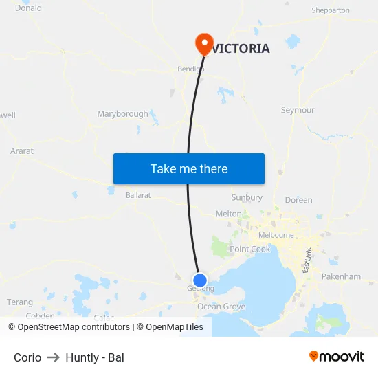 Corio to Huntly - Bal map