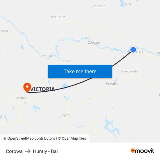 Corowa to Huntly - Bal map