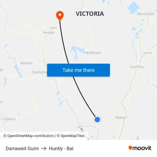 Darraweit Guim to Huntly - Bal map