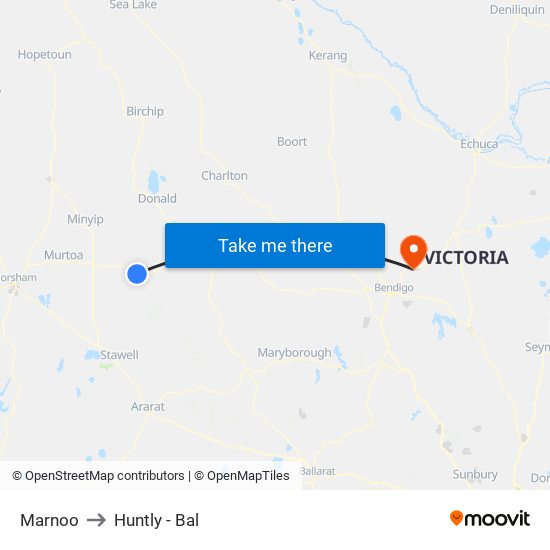 Marnoo to Huntly - Bal map