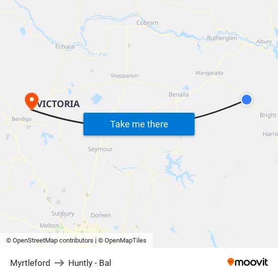 Myrtleford to Huntly - Bal map