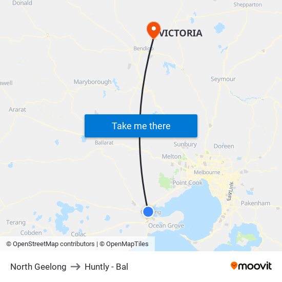 North Geelong to Huntly - Bal map