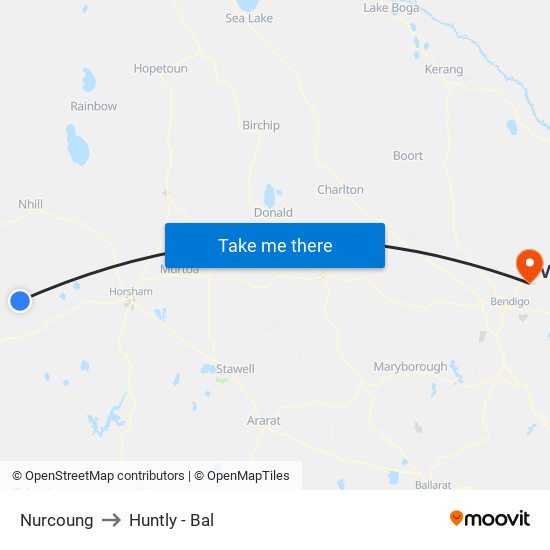 Nurcoung to Huntly - Bal map